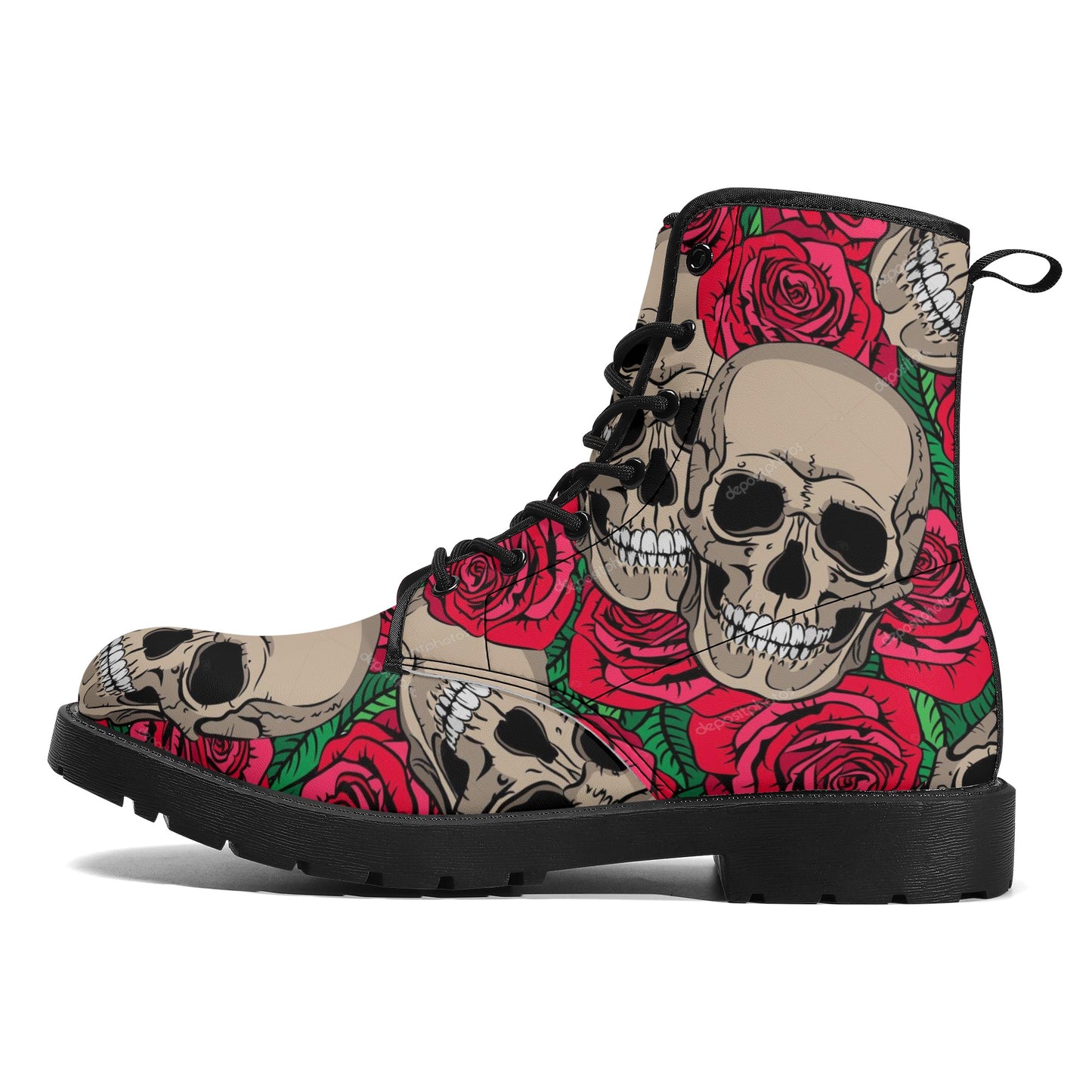 Skull Gothic Leather boots, Halloween boots, Candy Sugar skull boots