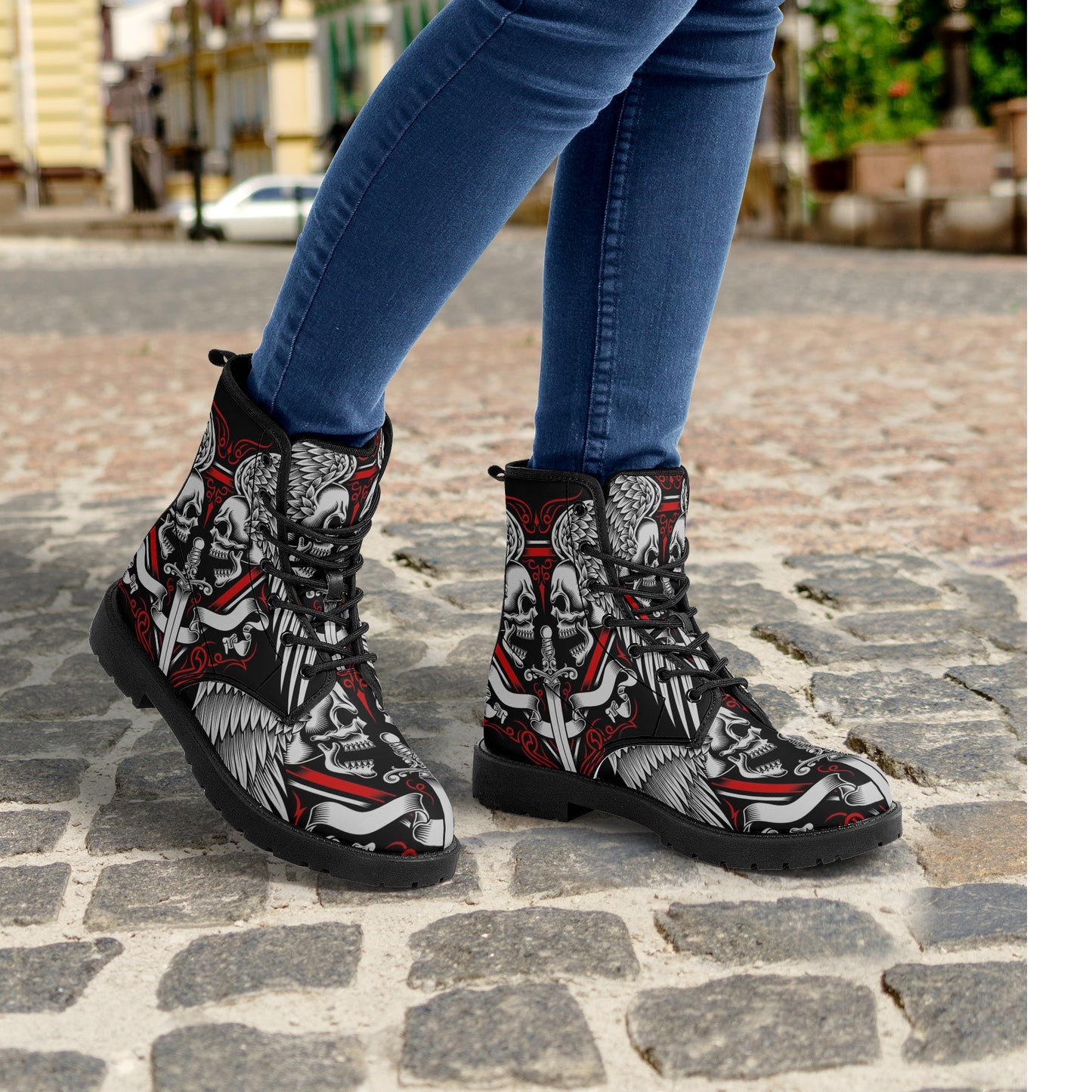 Skull Gothic Leather boots, Halloween boots, Candy Sugar skull boots