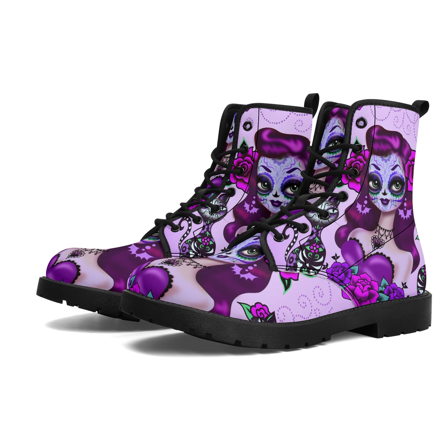 Skull Leather boots, Halloween boots, Sugar skull boots