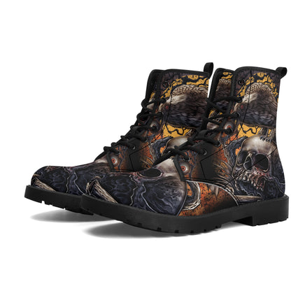 Skull Leather boots, Halloween boots, Sugar skull boots