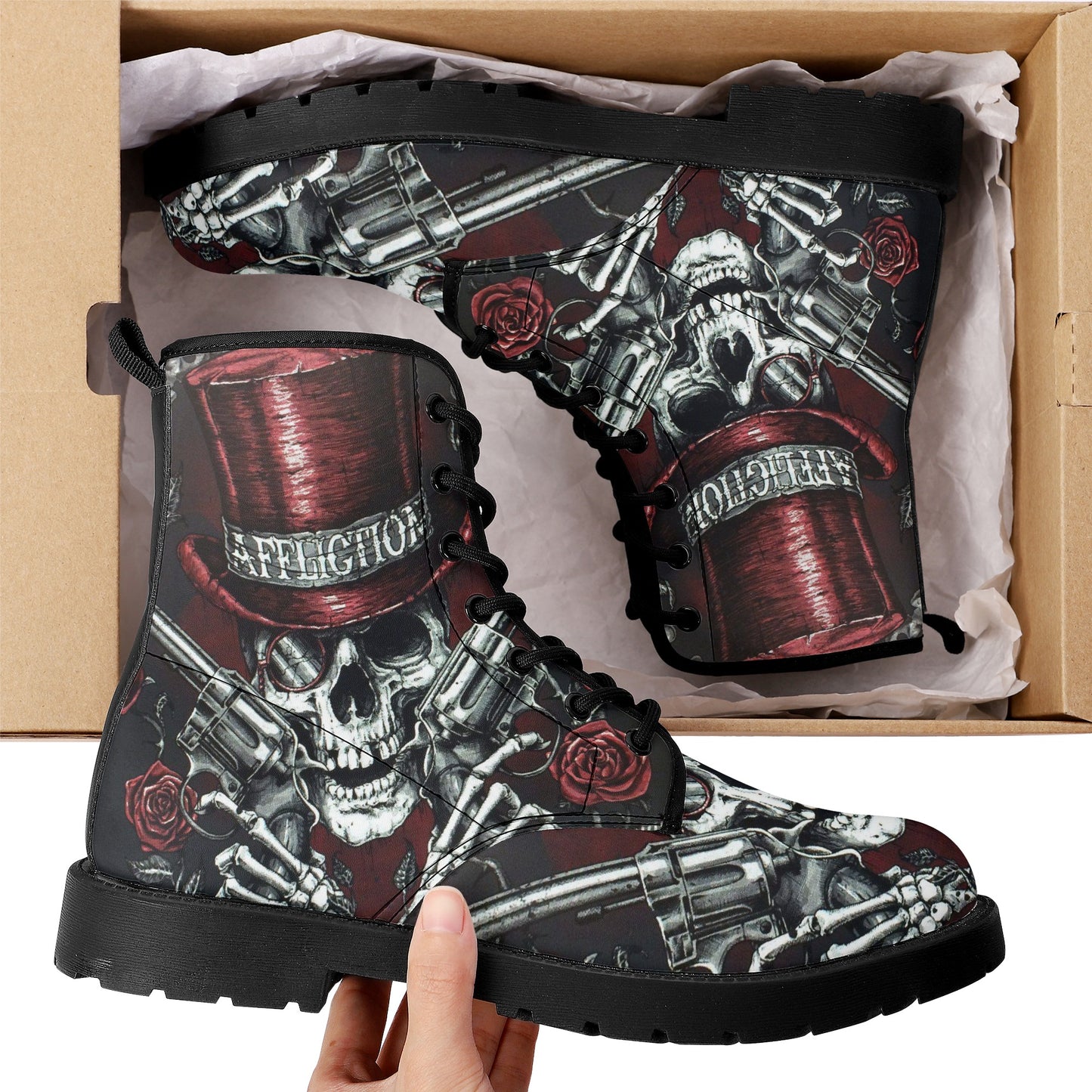 Skull Leather boots, Halloween boots, Sugar skull boots