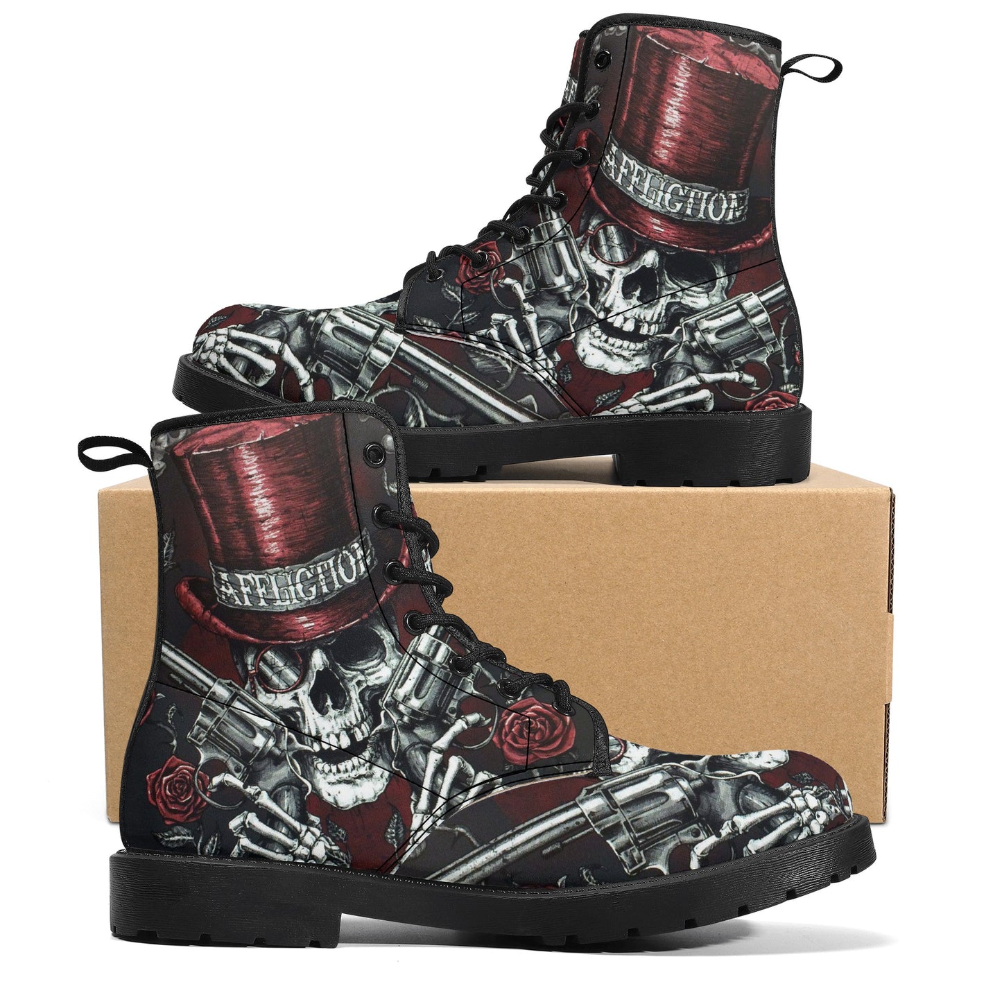 Skull Leather boots, Halloween boots, Sugar skull boots