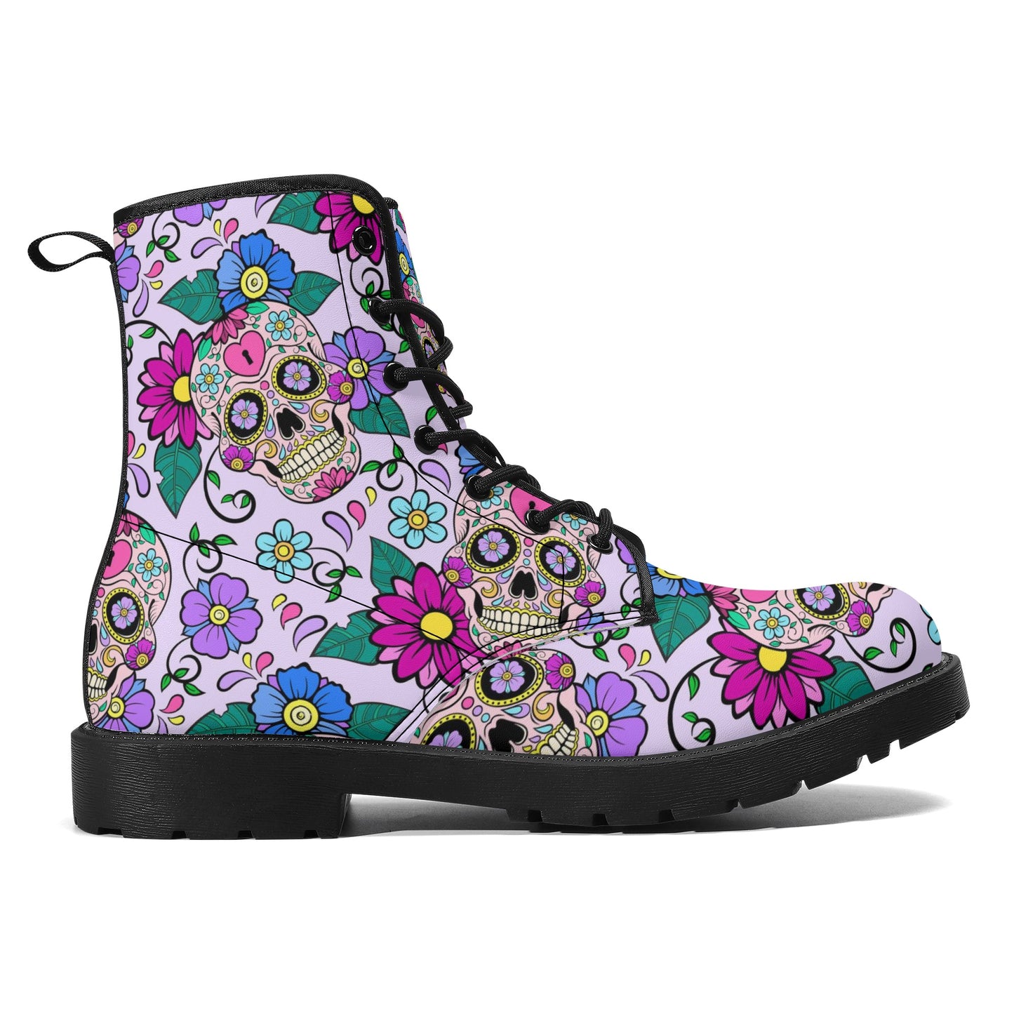 Skull Leather boots, Halloween boots, Sugar skull boots