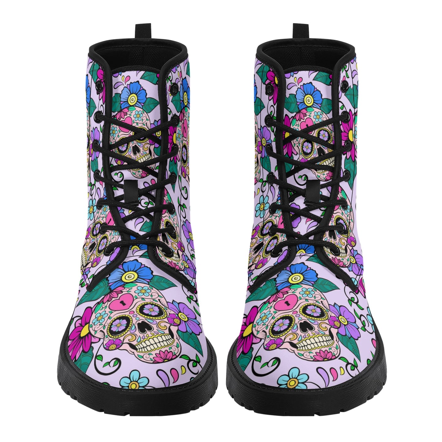 Skull Leather boots, Halloween boots, Sugar skull boots