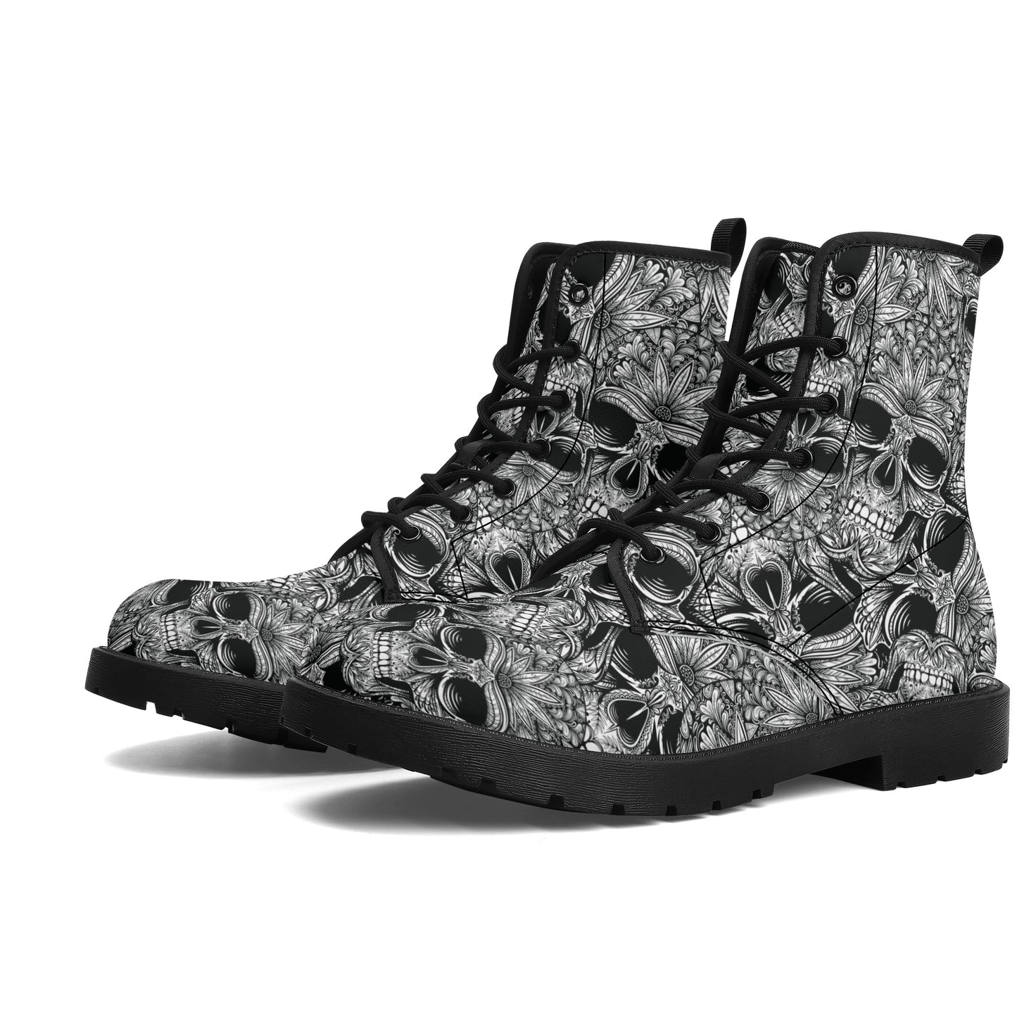 Skull Leather boots, Halloween boots, Sugar skull boots