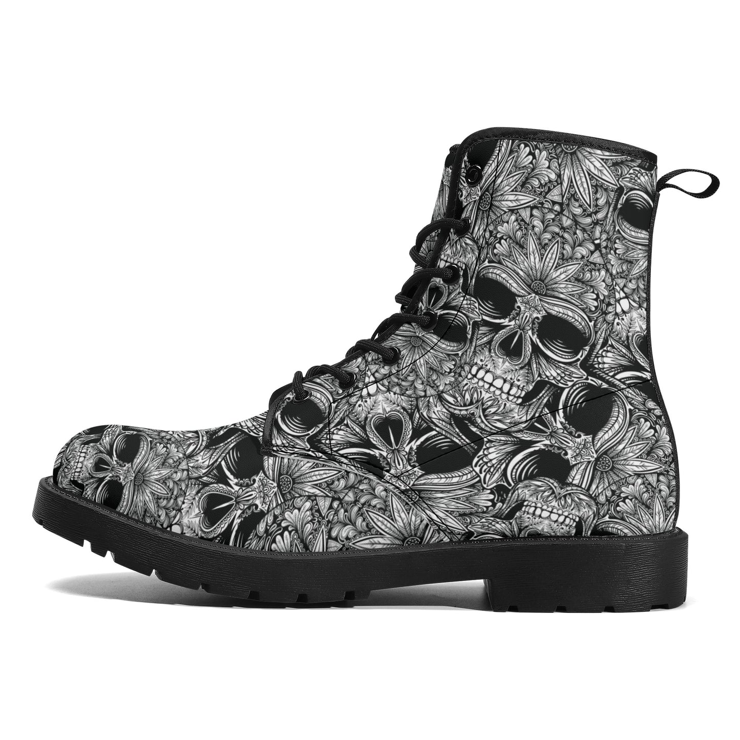 Skull Leather boots, Halloween boots, Sugar skull boots