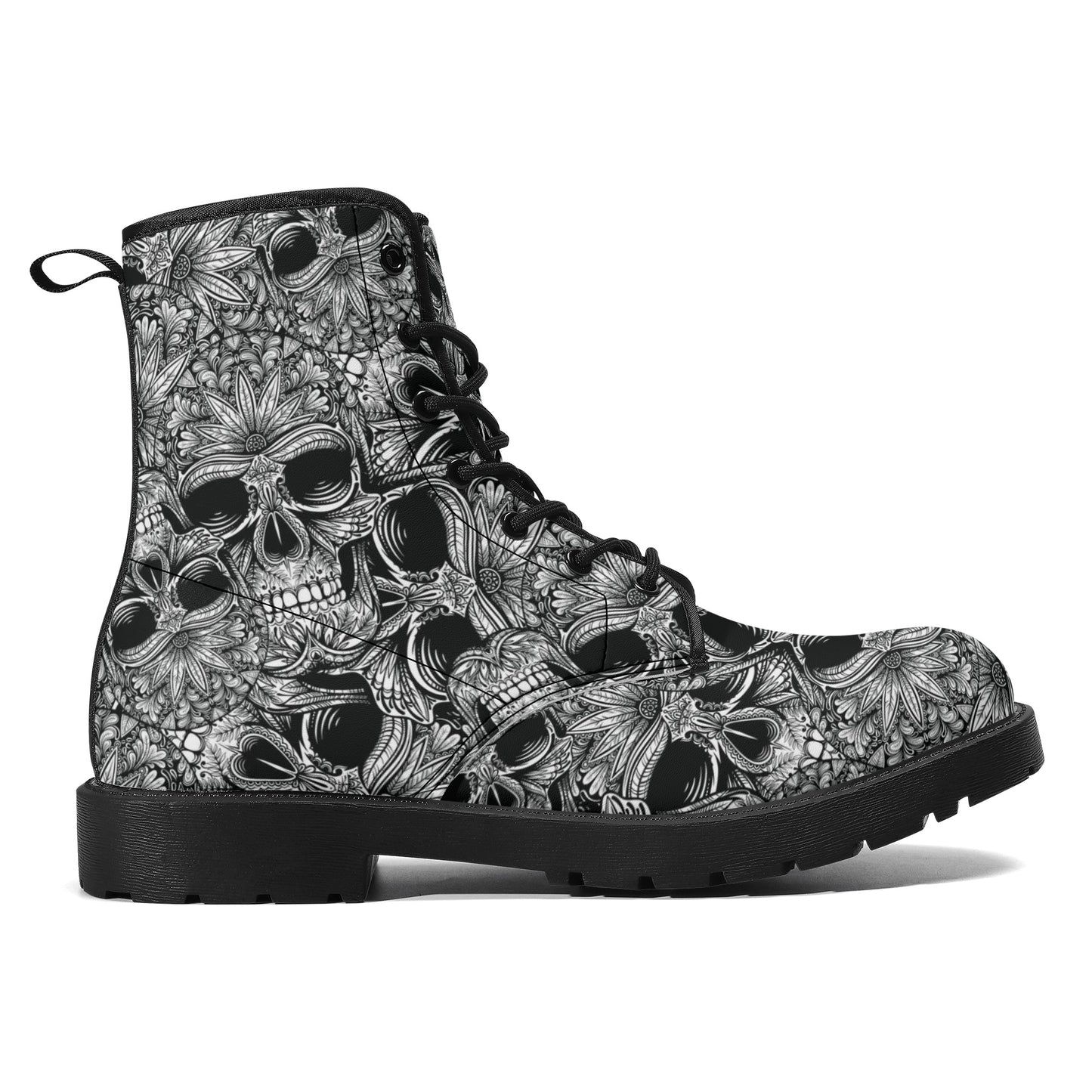 Skull Leather boots, Halloween boots, Sugar skull boots