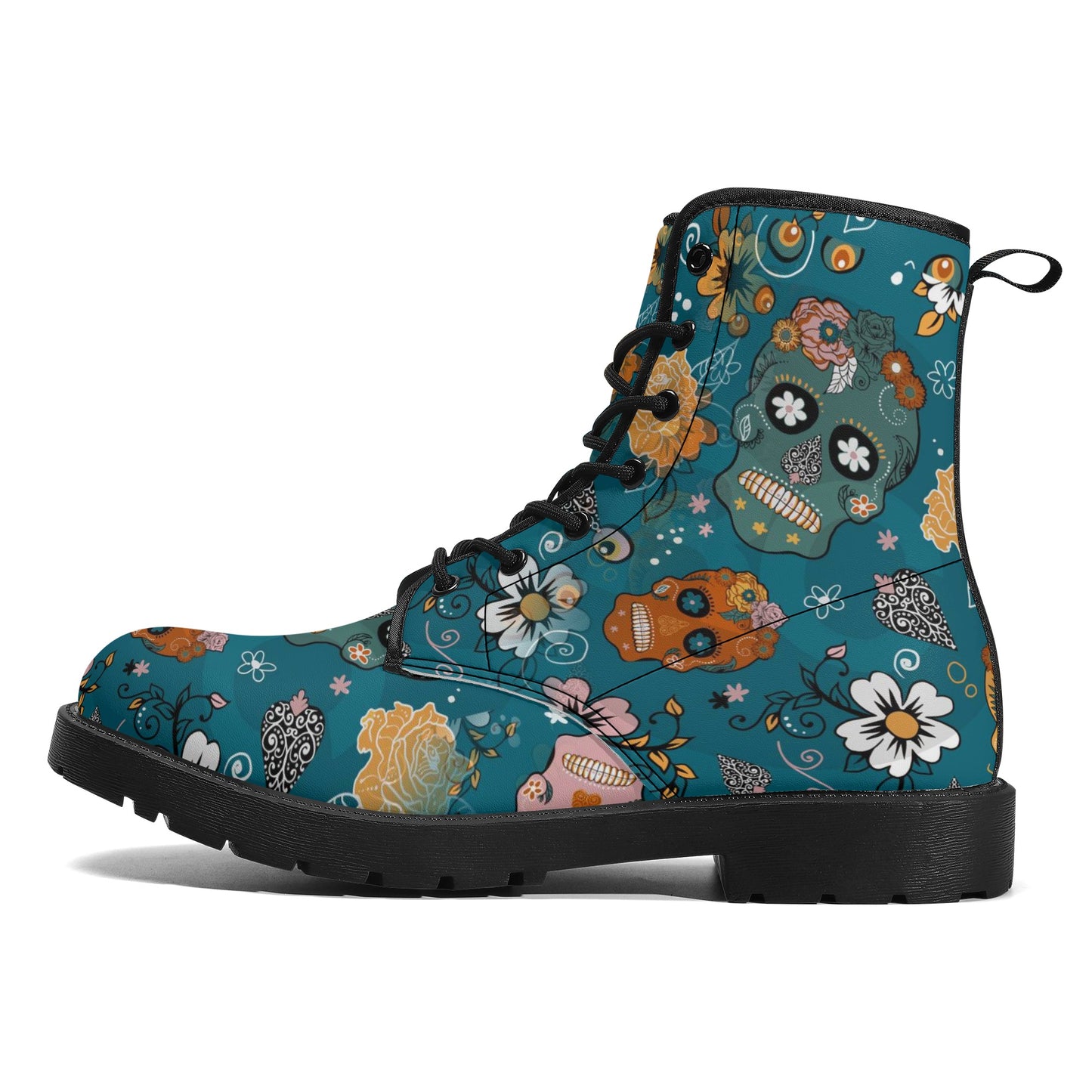 Skull Leather boots, Halloween boots, Sugar skull boots