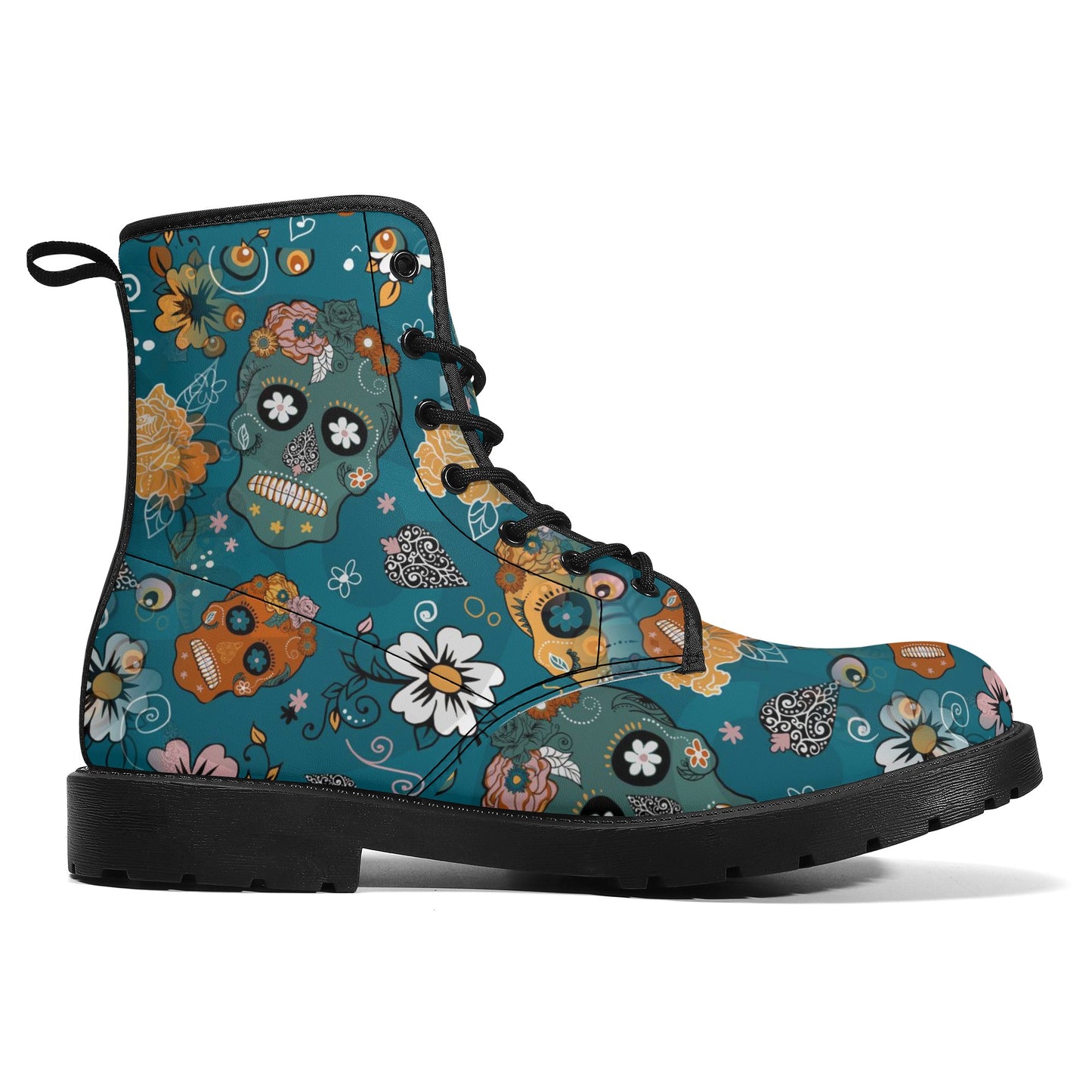 Skull Leather boots, Halloween boots, Sugar skull boots