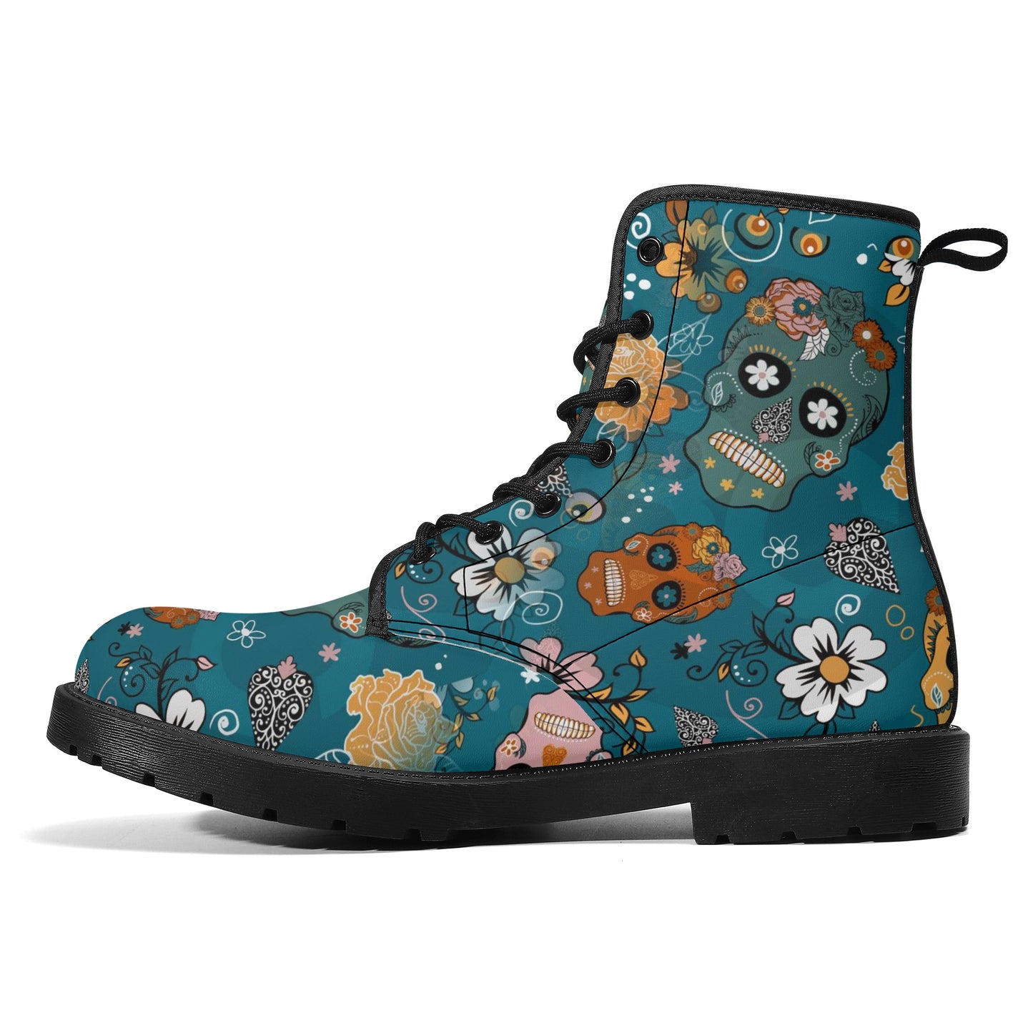 Skull Leather boots, Halloween boots, Sugar skull boots