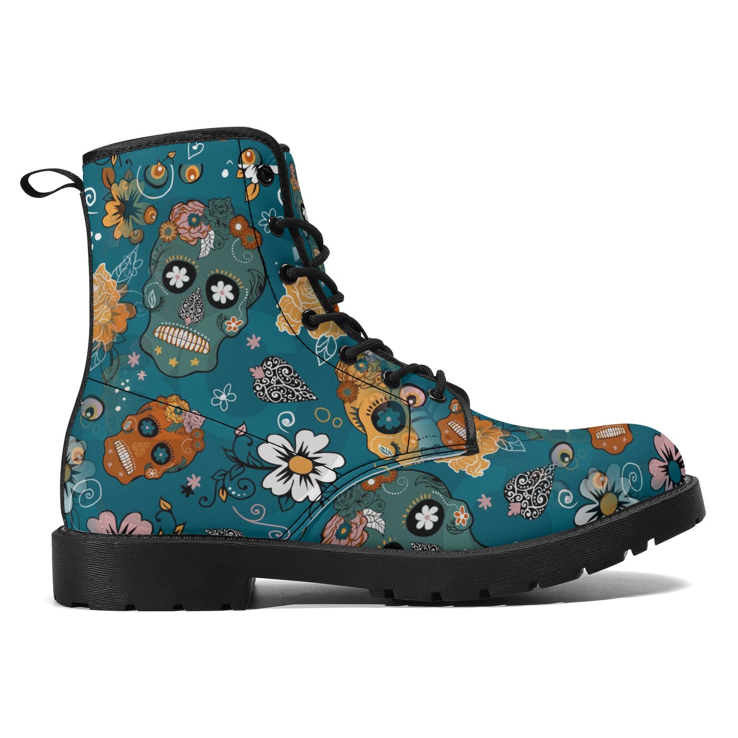 Skull Leather boots, Halloween boots, Sugar skull boots