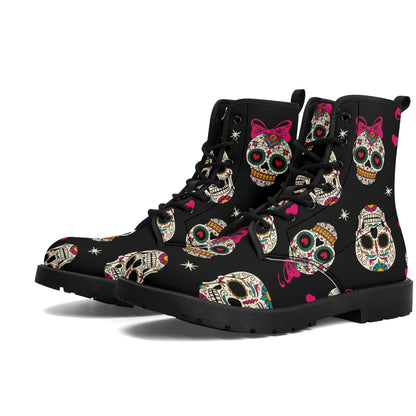 Skull Leather boots, Halloween boots, Sugar skull boots