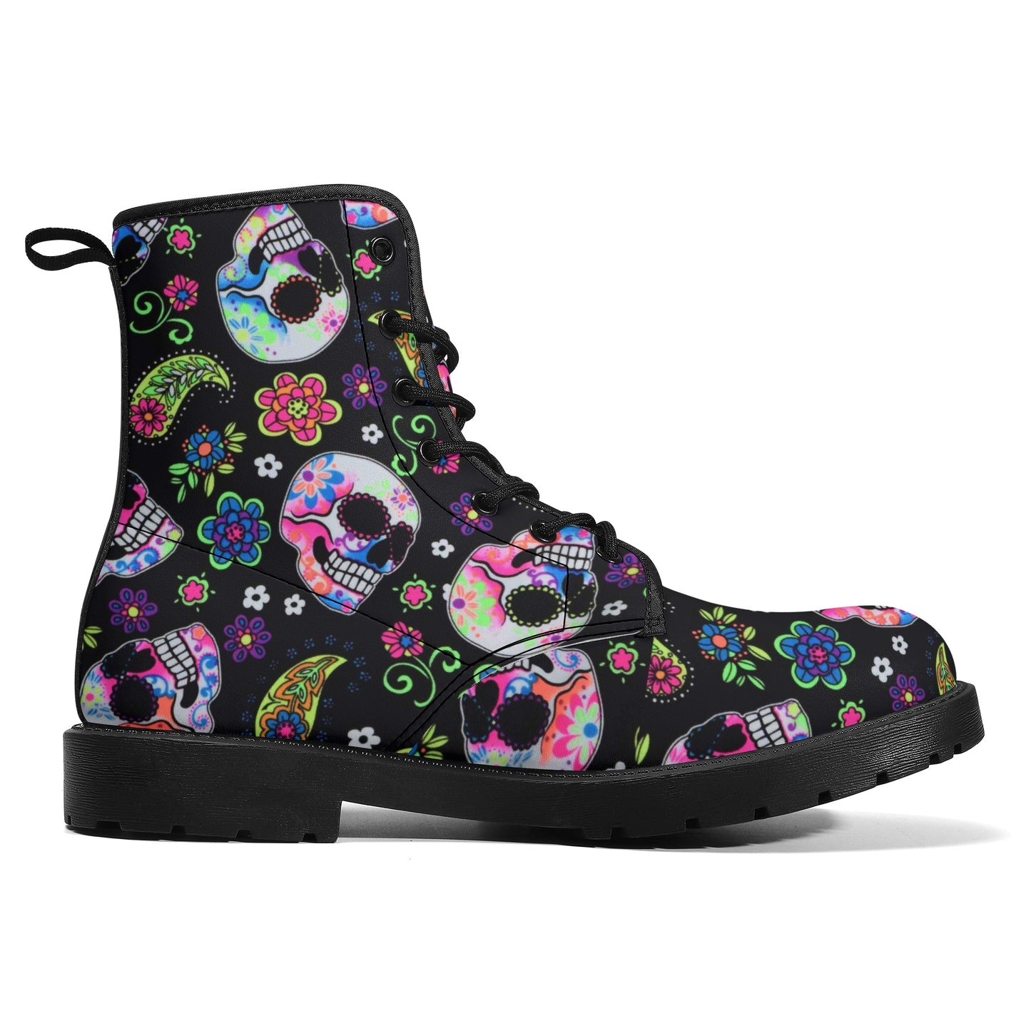 Skull Leather boots, Halloween boots, Sugar skull boots