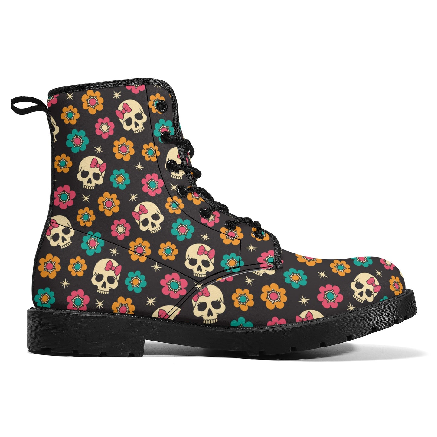 Skull Leather boots, Halloween boots, Sugar skull boots