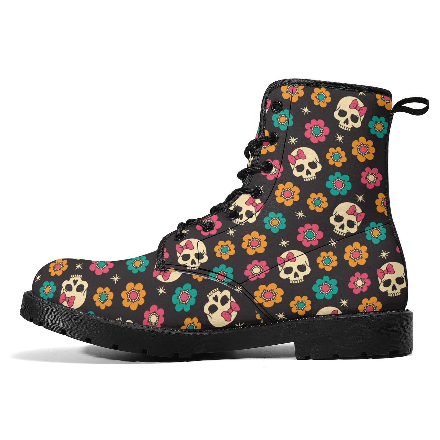 Skull Leather boots, Halloween boots, Sugar skull boots