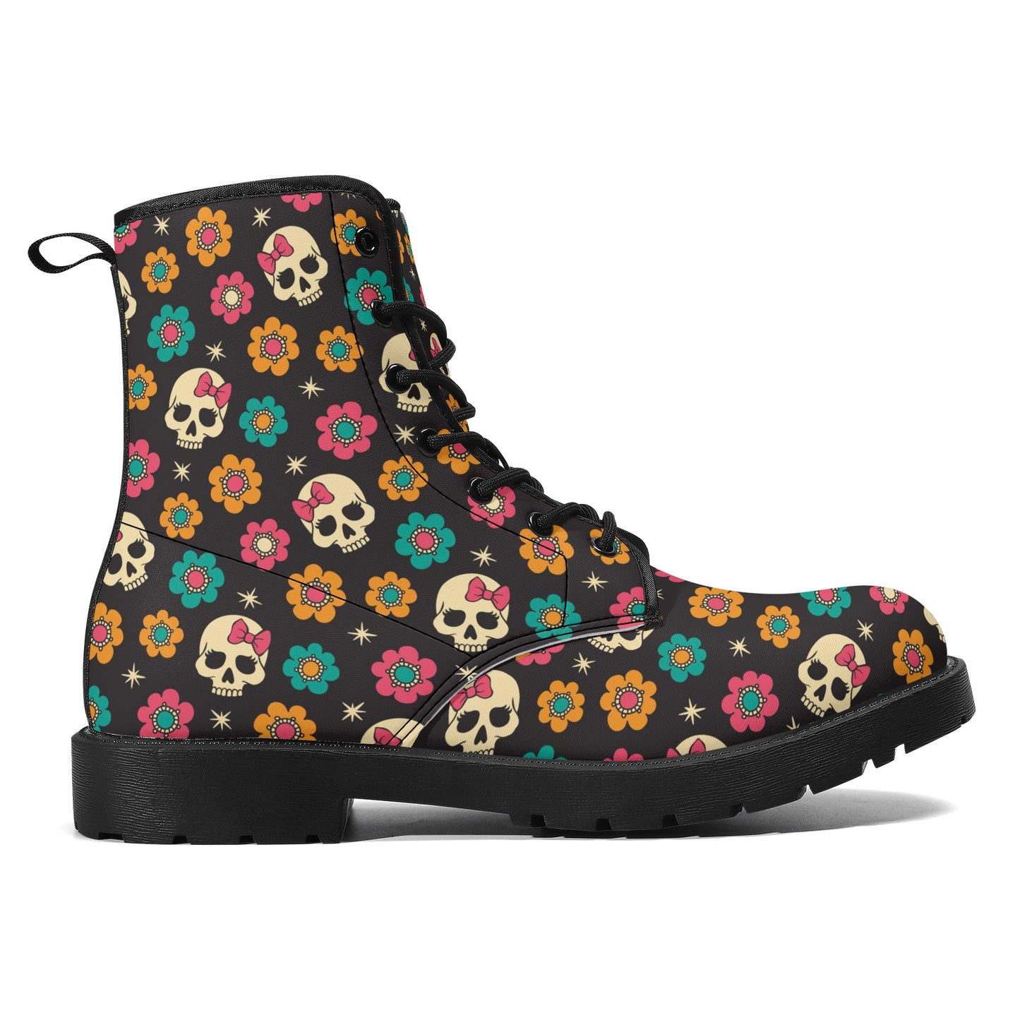 Skull Leather boots, Halloween boots, Sugar skull boots