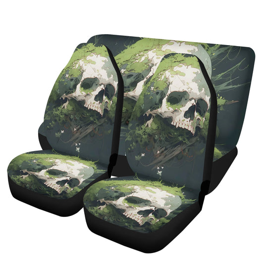 Punisher skull car seat cover full set, floral skull car seat protector, horror car rug, grim reaper car mat, punisher skull floor mat for c