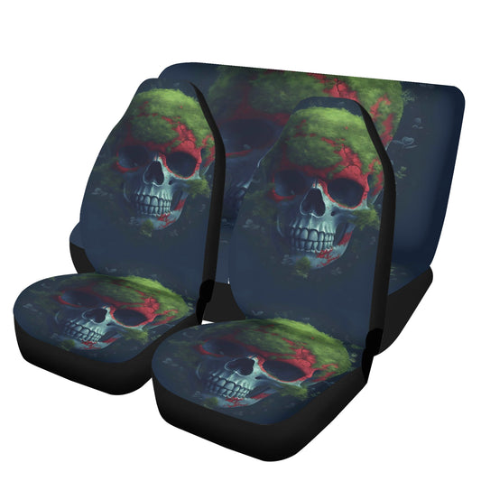 Skull slip-on seat covers, skull in fire car seat cover full set, death skull car protector, floral skull car seat protector, punisher skull