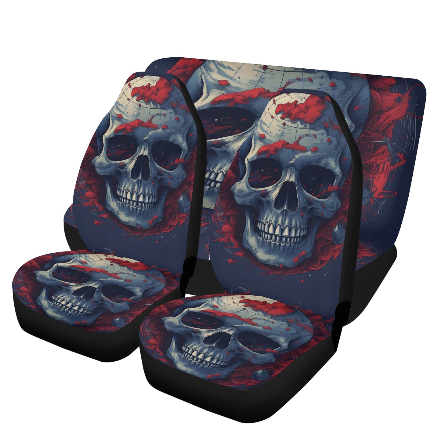 Gothic skull mat for car, skull in fire cover cushion accessories for Cars, evil washable car seat covers, flower skull floor mat for car, s