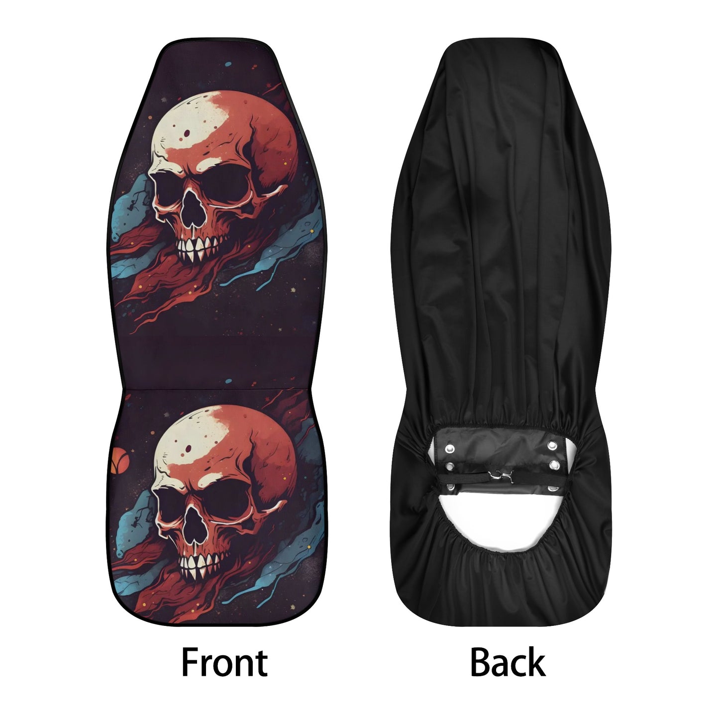 Skeleton slip-on seat covers, biker skull floor mat for car, punisher skull rug for car, biker skull slip-on seat covers, flame skull front