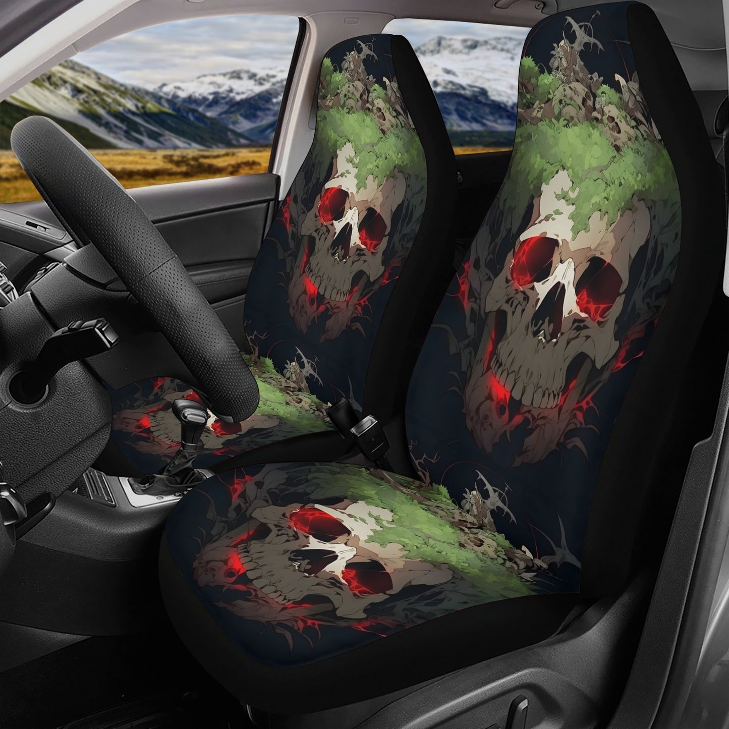 Christmas skull seat cover for car, rose skull car seat cover full set, death skull car seat cover full set, death skull floor mat for car,