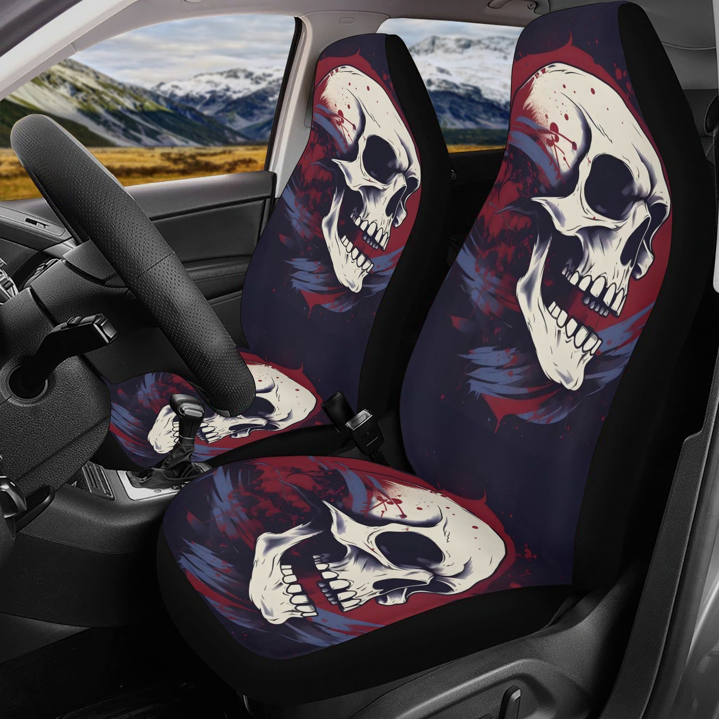 Flower skull car seat , death skull car tool, flaming skull car rug, grim reaper car accessories, rose skull car seat protector cover, rose