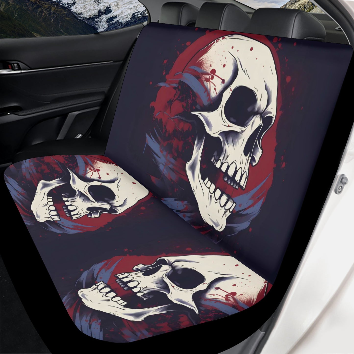 Flower skull car seat , death skull car tool, flaming skull car rug, grim reaper car accessories, rose skull car seat protector cover, rose