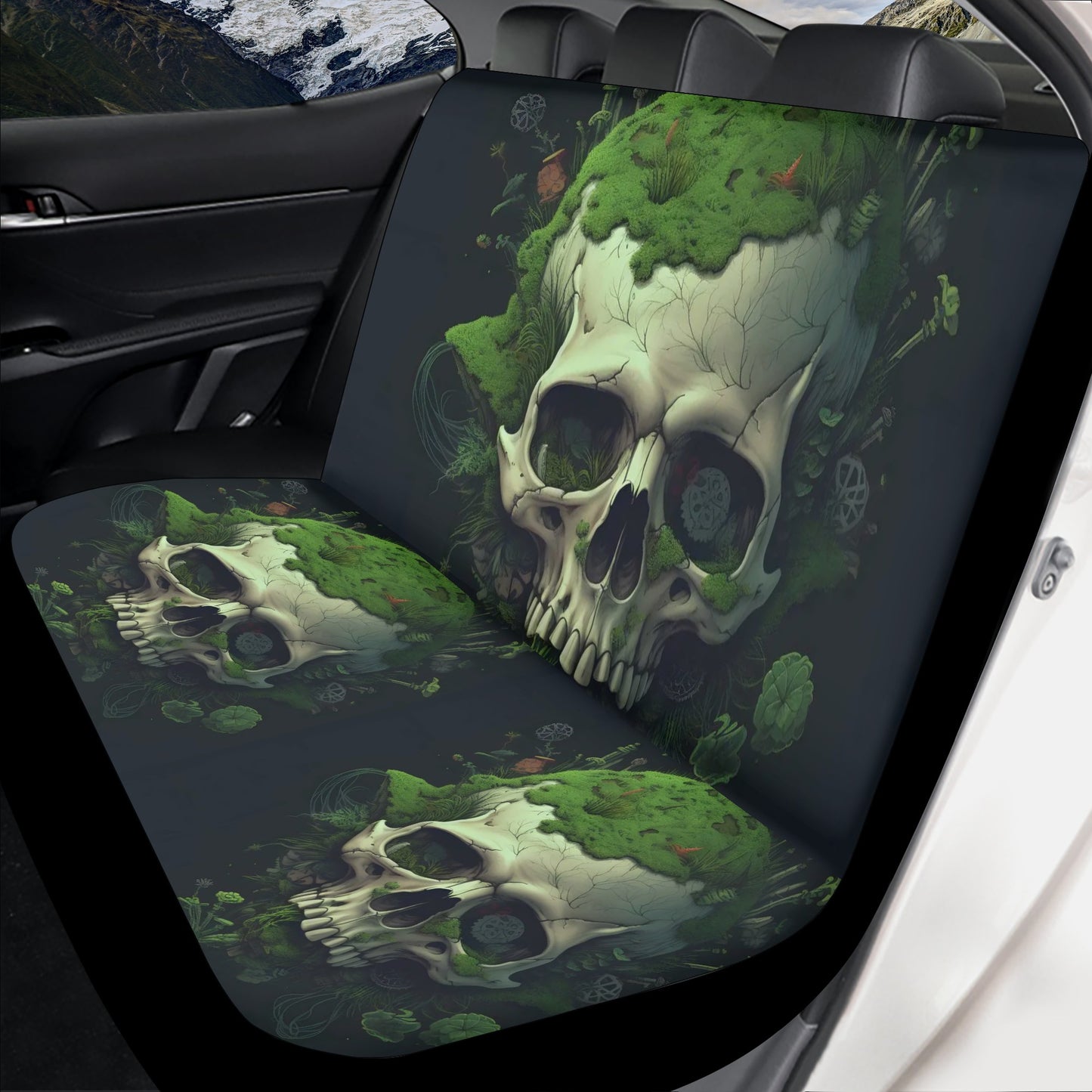 Car Seat Cover SetRose skull car protector, christmas skull floor mat for car, christmas skull car seat cover full set, flaming skull car rug, floral skull ca