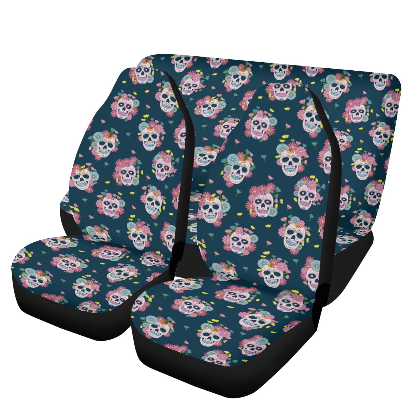 Mexican skull car protector, cinco de mayo skull car accessories, floral sugar skull car seat protector cover, candy skull seat cover for ca