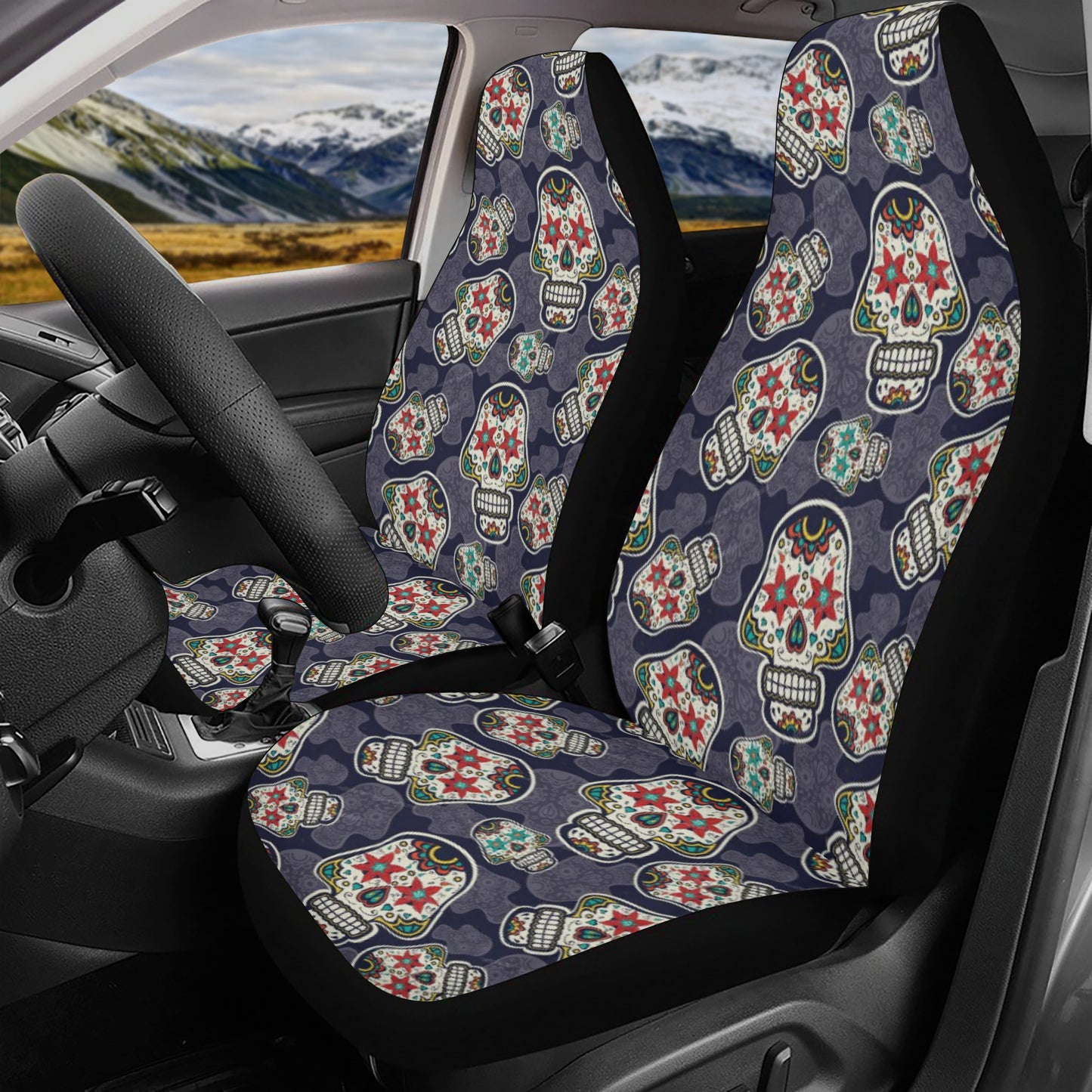 Sugar skull car protector, cinco de mayo skull seat cover for car, sugar skull seat cover for car, floral sugar skull car accessories, sugar