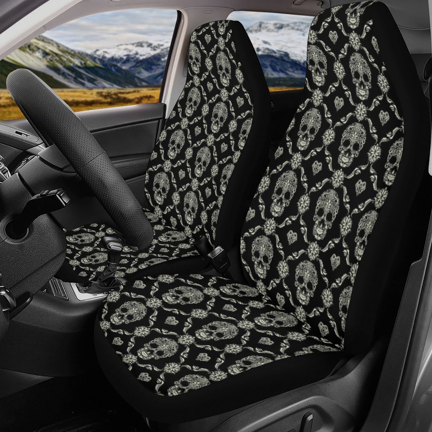 Cinco de mayo skull seat cover for truck, sugar skull girl seat cover for car, sugar skull car seat cushion cover, floral sugar skull rug fo