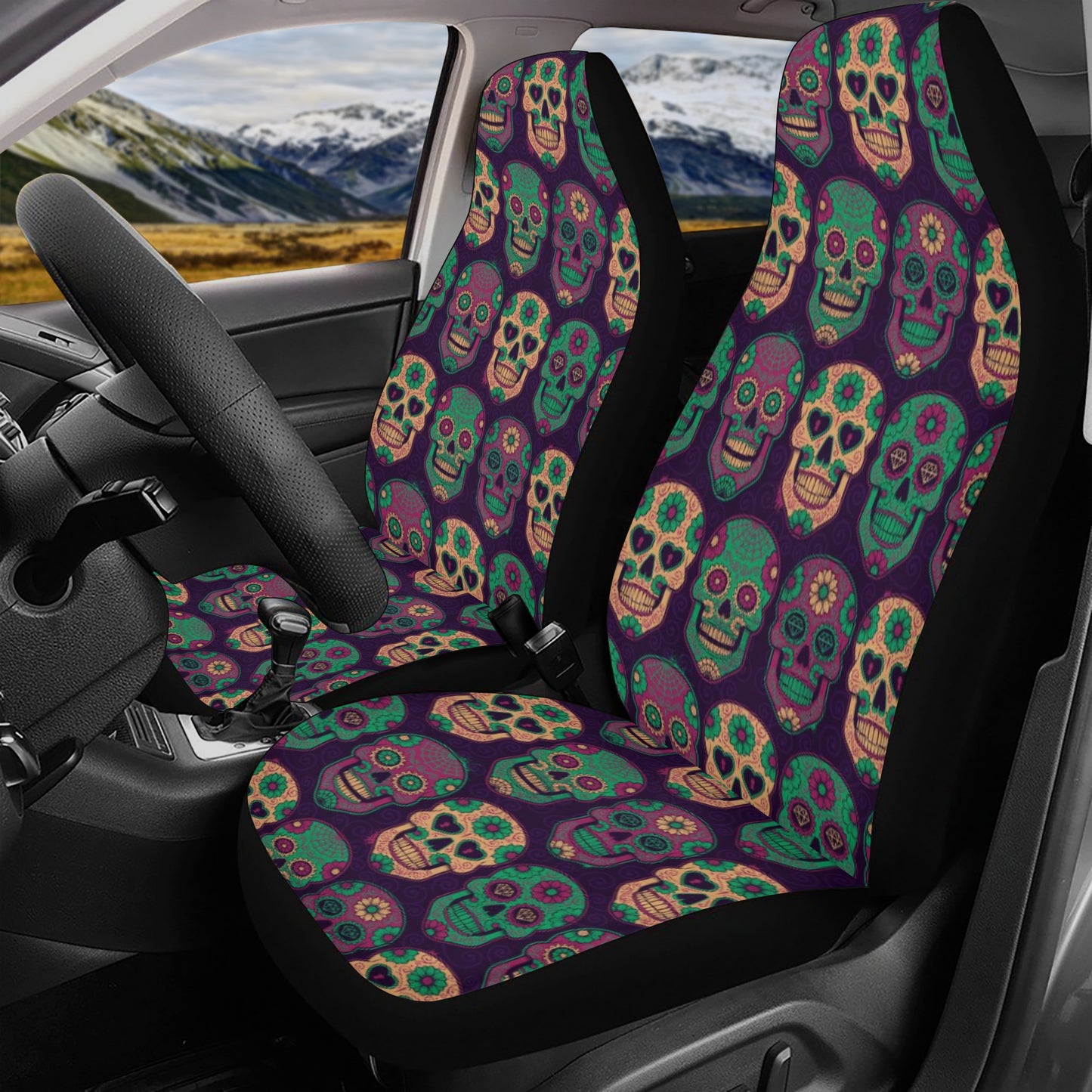 Dia de los muertos skull seat cover for car, floral sugar skull car rug, mexico seat cover for car, floral skull car protector, cinco de may