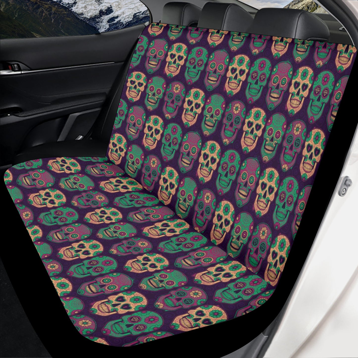 Dia de los muertos skull seat cover for car, floral sugar skull car rug, mexico seat cover for car, floral skull car protector, cinco de may