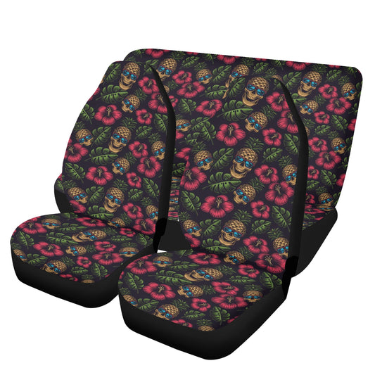 Day of the dead car accessories, candy skull seat cover for vehicles, candy skull washable car seat covers, floral sugar skull car floor mat