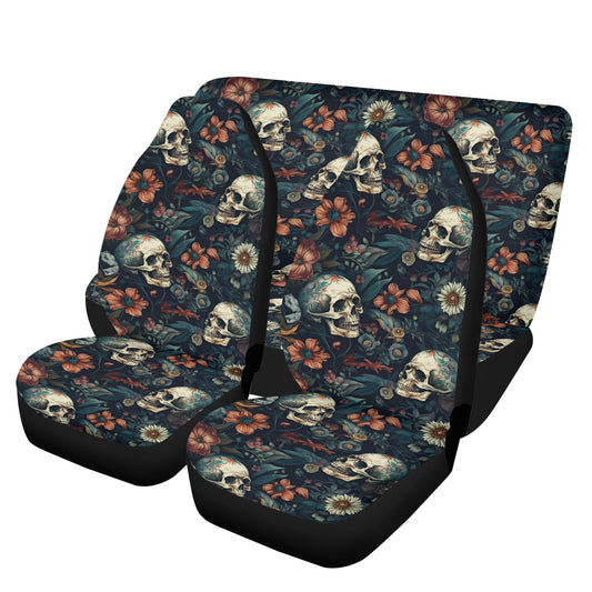 Goth car seat cushion cover, biker skull slip-on seat covers, flaming skull car seat cushion cover, horror seat cover for truck, skeleton ca Car Seat Cover Set