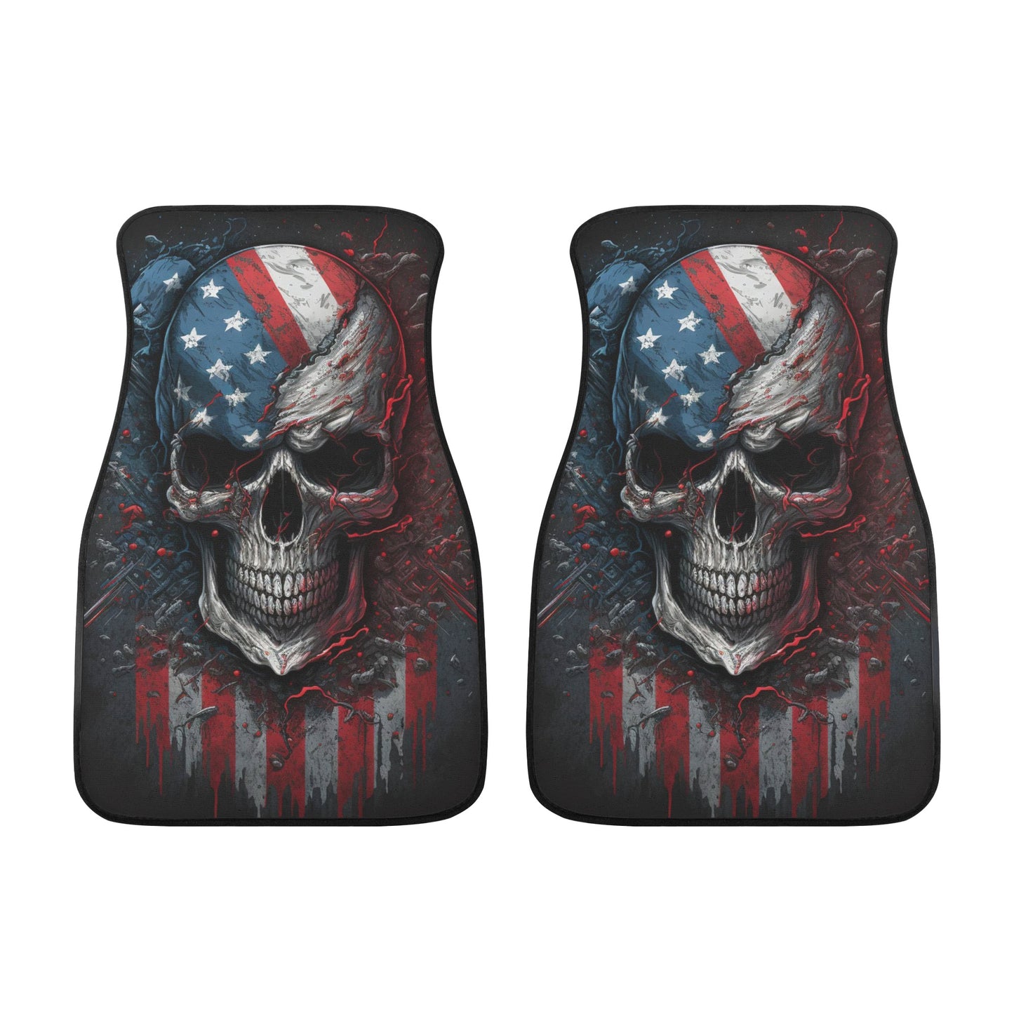 Motorcycle skull car accessories, biker skull car accessories, goth slip-on seat covers, horror car seat protector cover, death skull car fl Back and Front Car Floor Mats