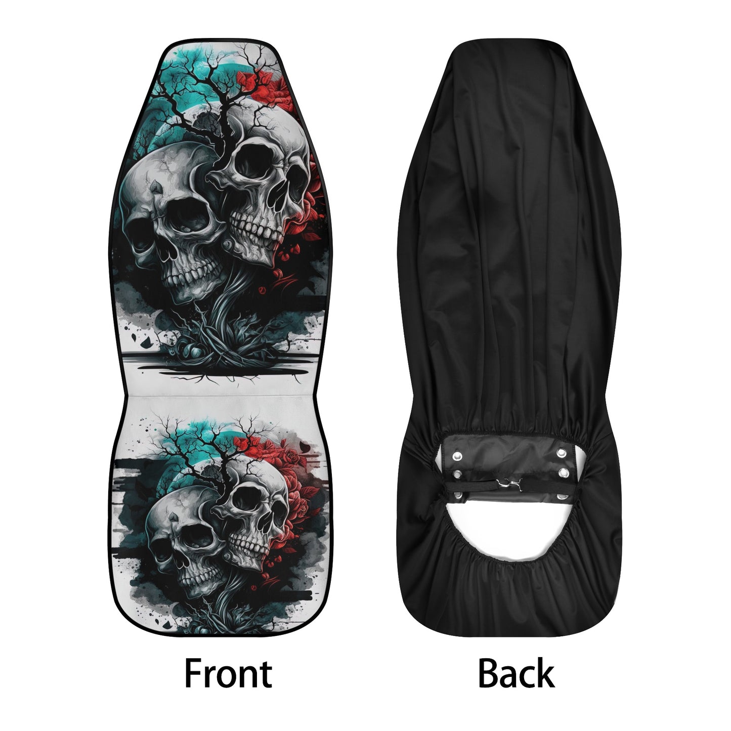 Christmas skull seat cover protector, floral skull mat for car, floral skull slip-on seat covers, flame skull car rug, rose skull car seat p