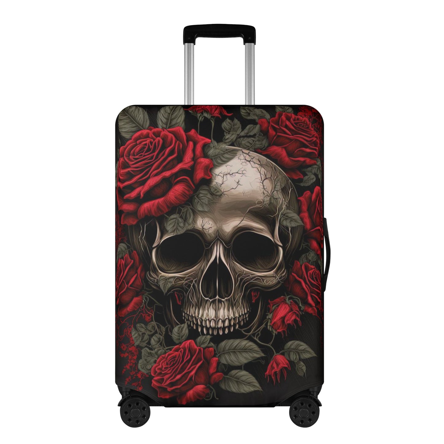 Flower skull luggage cover, skeleton suitcase tag, christmas skull suitcase protector, punisher skull luggage tag, halloween suitcase cover,