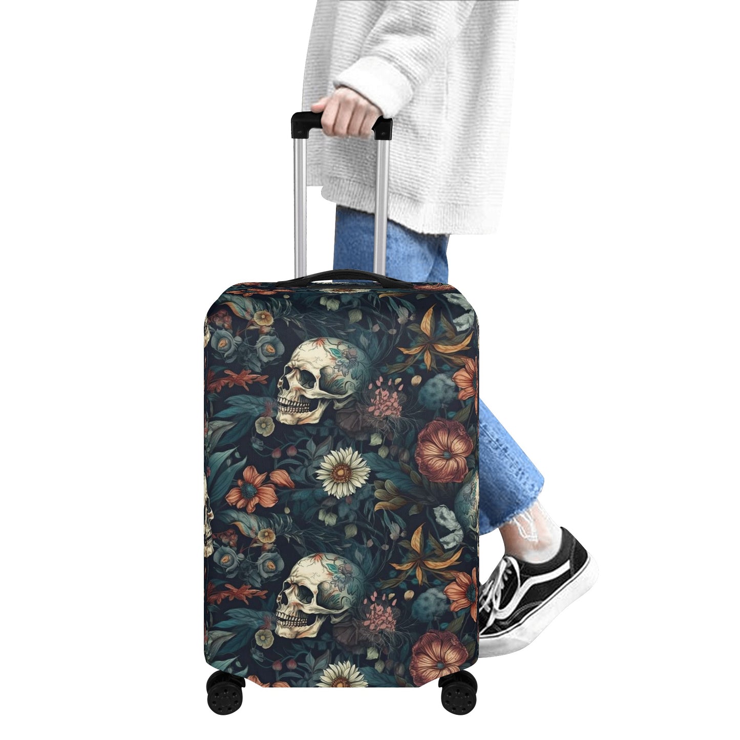 Goth suitcase tag, halloween suitcase tag, punisher skull suitcase cover, grim reaper luggage, rose skull suitcase tag, biker skull luggage