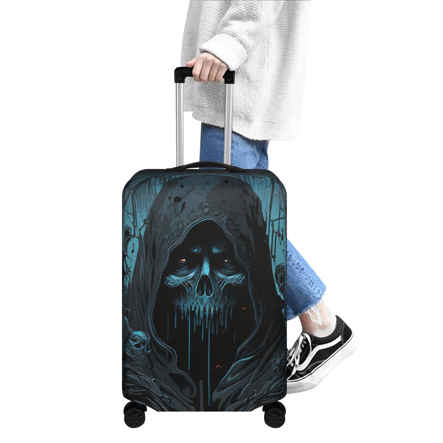 Gothic skull luggage tag, rose skull luggage cover set, punisher skull suitcase cover, evil suitcase tag, gothic skull suitcase protector, m Luggage Cover
