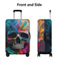 Halloween luggage protector, death skull suitcase tag, skull in fire luggage cover set, death skull suitcase protector, floral skull luggage
