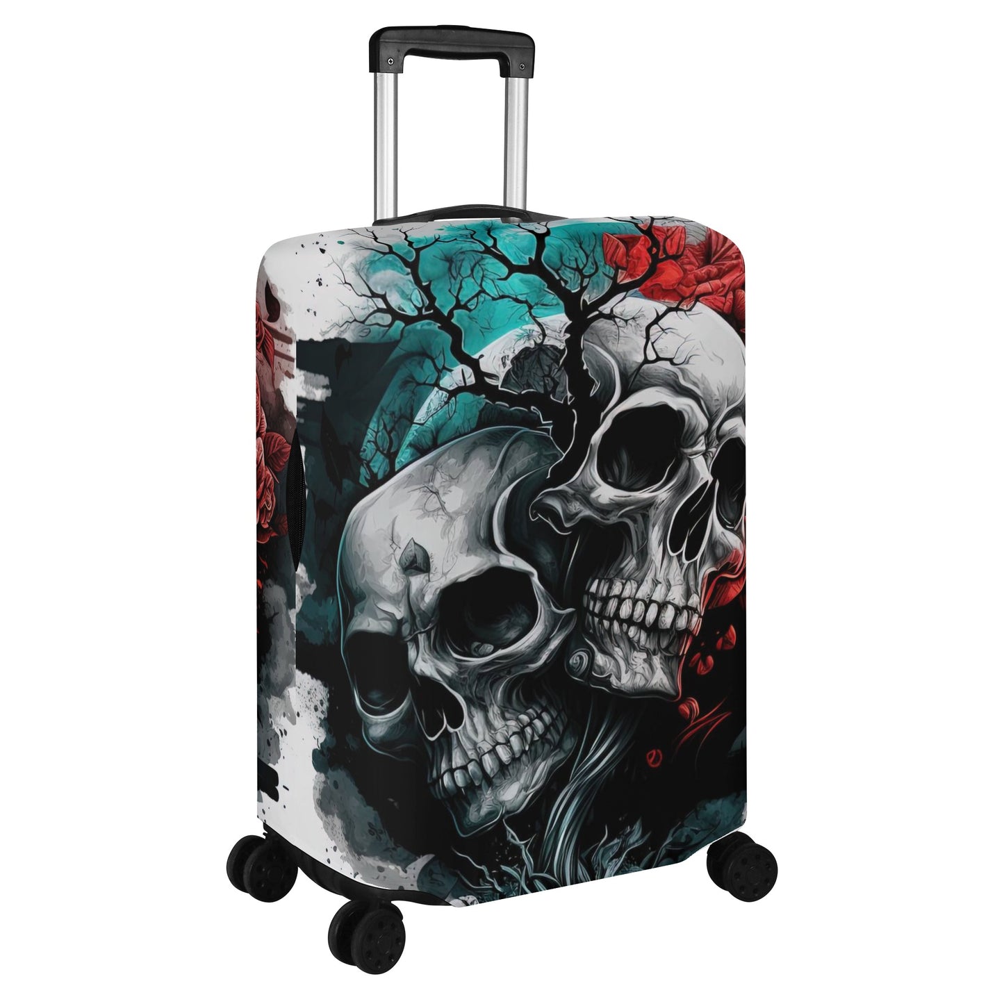 Rose skull suitcase cover, flame skull luggage, skeleton luggage tag, punisher skull suitcase tag, evil suitcase tag, halloween luggage cove