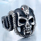 retro style stainless steel Vintage snake ring with red stone devil skull biker exquisite jewelry for man  BR8-440