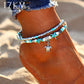 Design Double Layer Pendant Anklet For Woman 2018 New Geometric Bracelet Charm Bohemian Anklets Jewelry Summer Party Gift