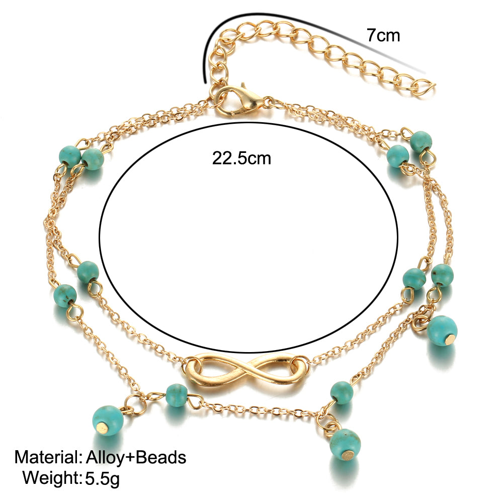 Design Double Layer Pendant Anklet For Woman 2018 New Geometric Bracelet Charm Bohemian Anklets Jewelry Summer Party Gift