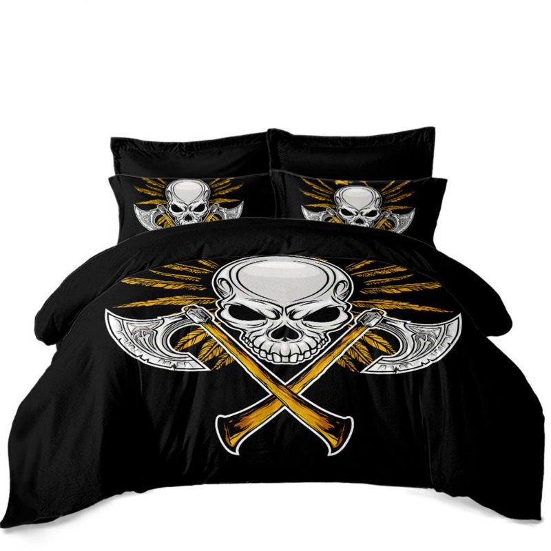Silver Axes Criss-Cross Bedding Set Skull Golden Eagle Duvet Cover 100% Polyester Bedclothes Home Decor bedding outlet D45