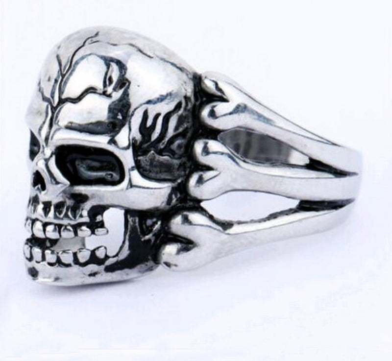 New Man's Ring Gothic Men's Skull Flower Biker Zinc alloy Ring Man fashion rings