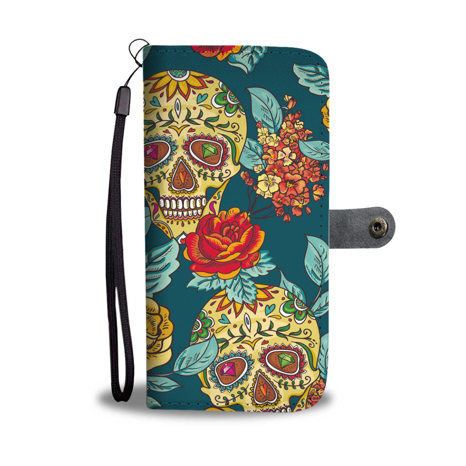 Sugar skull wallet phone case