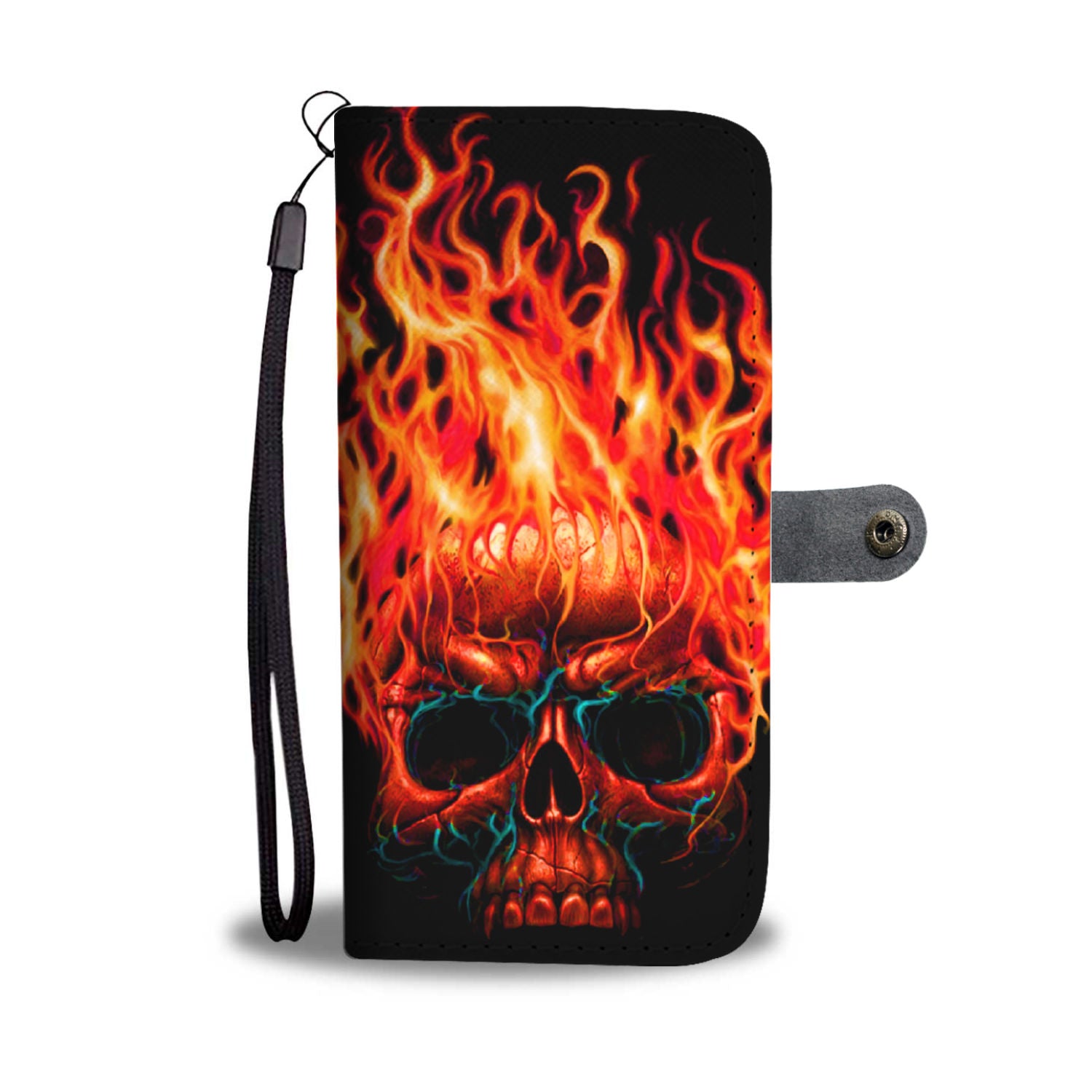 Skull fire wallet phone case