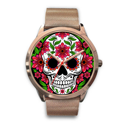 Sugar skull watch - floral skull watch